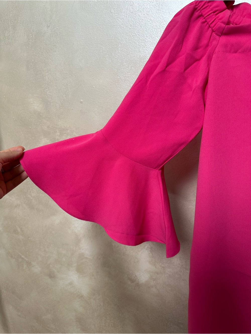 Trina Turk Knox Mini Dress NWT Hot Pink Flared Trumpet Sleeve Size XS - Picture 9 of 11
